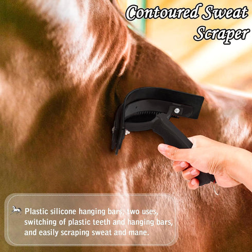VECKYJL Set, 10Pcs Horse Grooming Kit, Horse Brush Horse Cleaning Kit with Brush, Sweat Scraper, Curry Comb, Hoof Pick