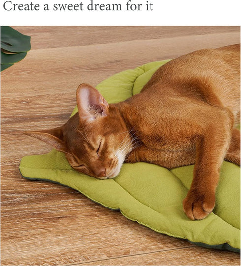 Pet Mat for Dog Cat, Double-Sided Leaves Shaped Pet Mats Soft Cotton,Leaves Shaped Pet House Kennel Washable Dog Mattress for Small, Medium, Large and Extra Large Dogs (A)