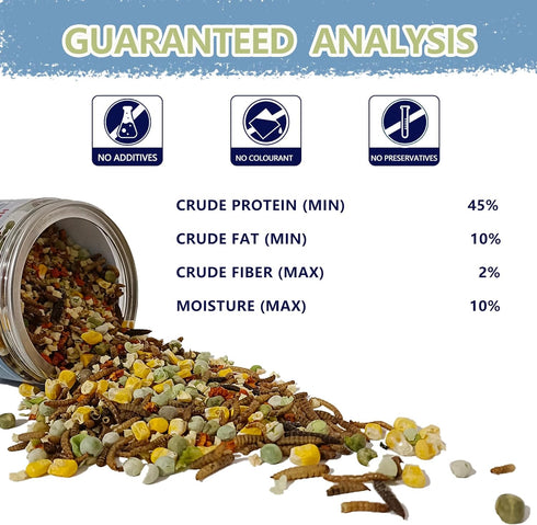 4 oz Hermit Crab Food, Buffet Blend Mix with Mealworms, Black Soldier Fly Larvae and vegetables, Buffet Blend