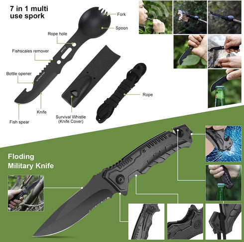 Gifts for Him Men Dad Christmas, Survival Kits and Emergency Gear for Camping Fishing Hunting