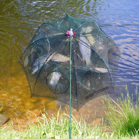 Cyrank 6 Crawfish Trap, Foldable Fishing Bait Trap Holes Hexagon Crab Trap Crawfish Fishing Net Portable Minnow Trap