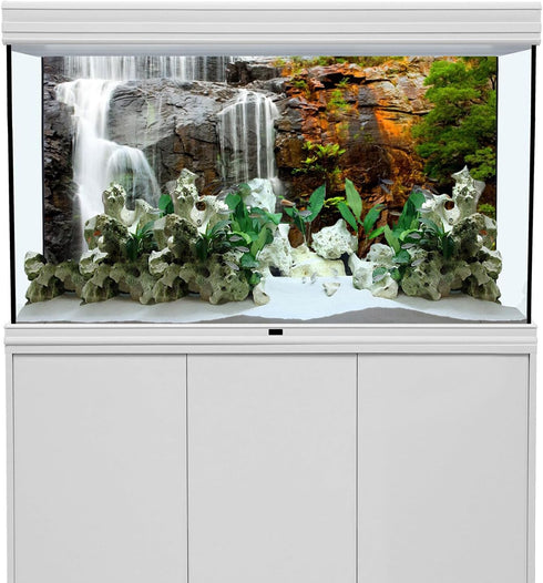 AWERT 30x18 inches Tropical Aquarium Background, Waterfall Terrarium Background, Mountain Lake Reptile Habitat