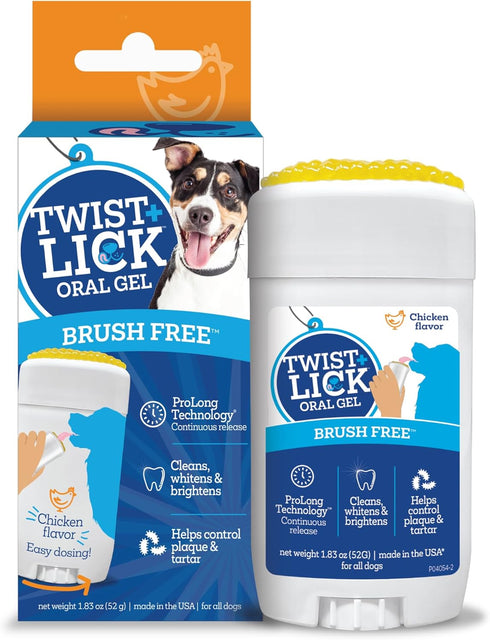 Twist + Lick Dental Treat for Dogs, Chicken Flavor Dental Gel for Teeth and Gums, Freshens Breath