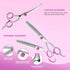 Maxshop Dog Grooming Scissors Set of 3, Heavy Duty Titanium Trimmer Kit with Safety Round Tips for Dogs and Cats (Pink)