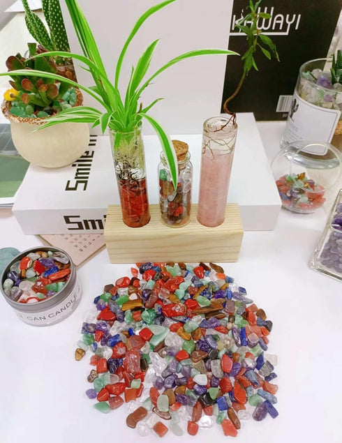 Decorative Tumbled Gravel, Chakra Colorful Crystals Chip, Polished Natural Gem Aquarium Gravel Rocks 100g.