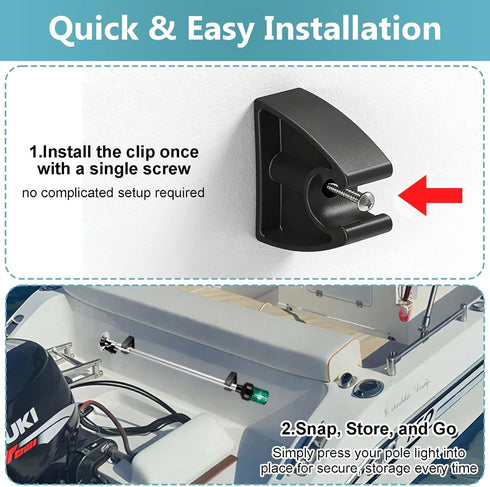 SHILIU 3/4 Inch 7571l7, Boat Pole Storage Clip, Black Pole Holders for Attwood Marine Holder Stern & Navigation Light