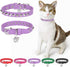 Leather Cat Collars for Boy & Girl Cats - Adjustable Safety Elastic Belt with Bell, Skull Charm, Purple