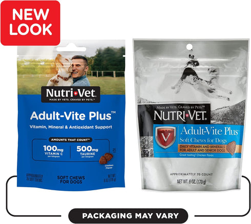 Nutri-Vet Adult-Vite Plus Soft Chews for Dogs |Formulated with Vitamins and Minerals | Supports Everyday Health | 70 Count, 6 Ounces