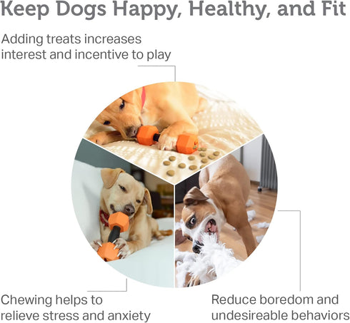 Friends Forever Dog Chew Toy, Interactive Treat Dispensing Toys, Dog Puzzle Fun Indoor Play, Non-toxic Durable Natural Rubber, Pink/Orange 2 Piece, Dumbbell