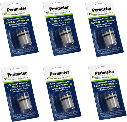 Dog Fence Batteries (6 Pack) by Perimeter Technologies, Compatible with Invisible Fence R21, R22, R51 Collars