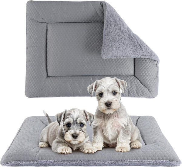 Dog Bed Mat, Reversible Dog Crate Pad, Washable Pet Sleeping Mattress for Small Medium Dogs XB009 (30''x20'', Grey)