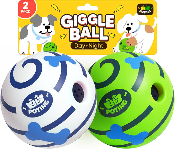 Giggle Ball for Dogs 2 Pack, Glowing Interactive Dog Toys Balls, Rolling