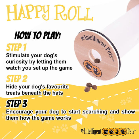 My Intelligent Pets Happy ROLL, Cat and Dog Enrichment Game, Treat Dispenser Toy
