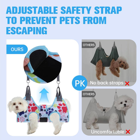 Hammock Trimmer Trimming Hammock PAWCHIE Dog Grooming Harness for Dogs & Cats with Pet Nail Clipper - Cat Hanger Sling