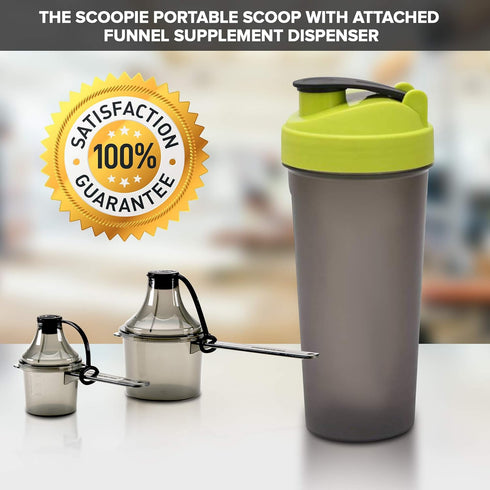 The Scoopie Supplement Container, Spill Proof Dispenser for Pre Workout Powder, Pack of 2, Blue (1 tbsp | 15 mL)