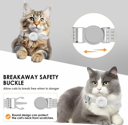 HONGTOP H Cat Tracker, Cat Tracker Collar with Safety Elastic Buckle, Compatible with Apple Find My App (Only iOS), No
