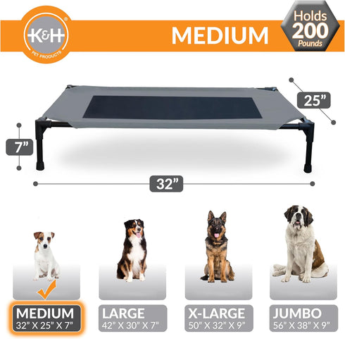 K&H Pet Products Cooling Elevated Raised Bed with Washable Breathable Mesh, Portable Indoor Outdoor Dog Cot, Medium