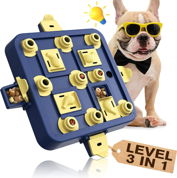 KADTC Dog Puzzle Toy for Smart Dogs, Mental Stimulation Boredom Busters, Food/Treat Feeder Level 1 2 3 Puppy Game