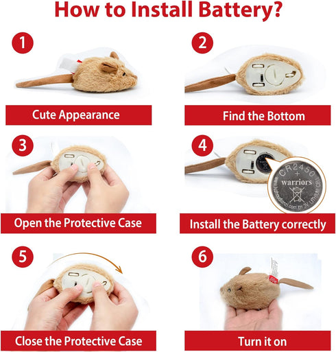 Gigwi Interactive Cat Toy Mouse, Automatic Moving Electronic Cat Toys with Furry Tail, Squeaky Toys for Kittens
