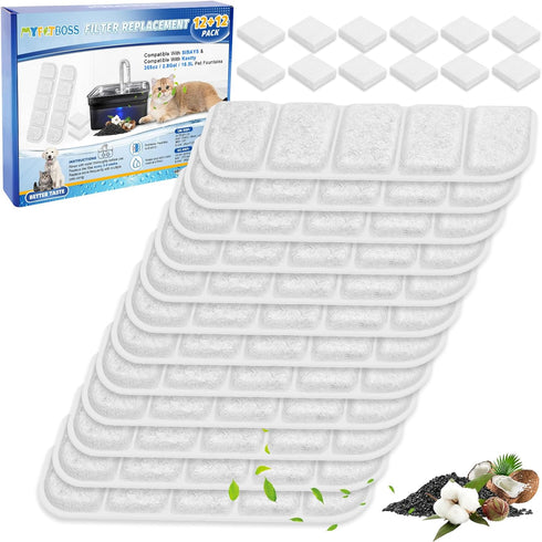 24PCS Dog Water Fountain Filter Fit for SIBAYS 355oz/2.8Gal/10.5L (FS70) & Compatible