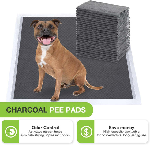 Disposable Dog Pee Pads: 13" x 18" Odor-Control Bamboo Charcoal Fiber, Super Absorbent, 50 Counts