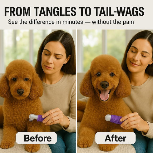Poodle Dematting Fur Rake Comb Brush for Dogs and Cats, 2.5" Steel Safety Blades