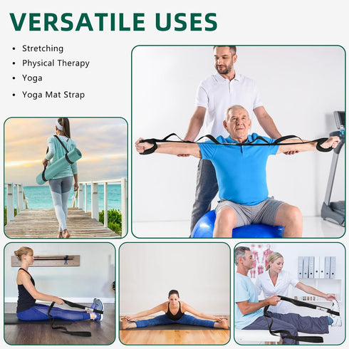 Stretching Strap Yoga Strap for Physical Therapy, 10 Loops Non-Elastic Stretch Strap for Pilates, Flexibility, Exercise