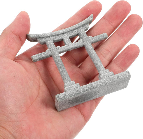 GANAZONO Japanese Shinto Torii Gate Aquarium Torii Miniature Ornament Tree Fish Tank Decoration Bridge Landscape Ornaments Grey by GANAZONO