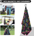 Magnetic Golf Towel for Men Women | Microfiber Towel with Waffle Texture | Strong Hold to Metal Objects (Black Rainbow