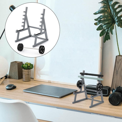 Squat Rack Pen Holder, Mini Barbell Rack Desktop Decor for Office Gym, Weights & Barbells Included