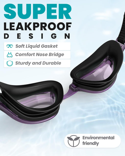 OutdoorMaster Goby Swim Goggles for Adults, Anti-fog, UV Protection, No Leaking, for Men, Women, Youth, Plum