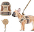 PUPTECK Soft Mesh Dog Harness and Leash Set, Step-in Plaid Puppy Padded No Pull Vest for XS Small Medium Dogs, Beige