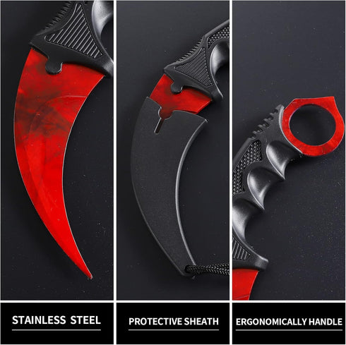 Karambit Knife Fixed Blade Tactical Camping Tool - 2 Pieces Stainless Steel Outdoor Hunting Knife with Sheath and Cord