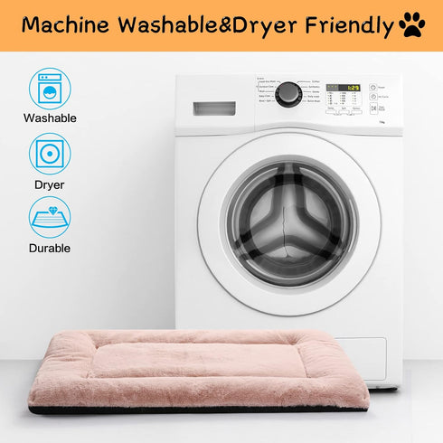 Dog Beds Crate Pad for Extra Large Dogs, Ultra Soft Washable Anti-Slip Kennel Pad, Pink, 48inch