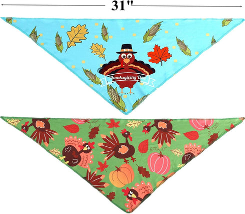 BoomBone 4 Pack Thanksgiving Dog Bandanas, Pumpkin Turkey Triangle Bibs Pet Scarf