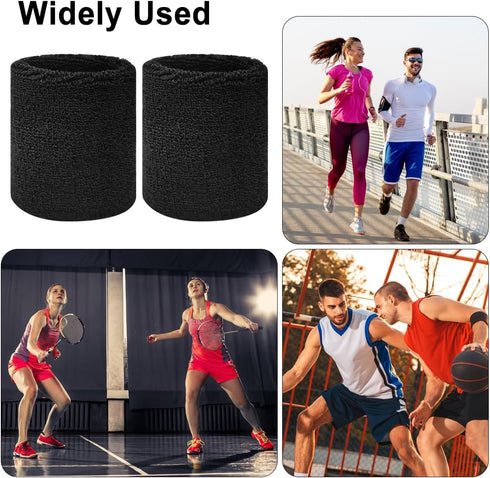 AIJOJUMY 6Pcs Women,3.15/8cm, Sports Wrist Sweat Bands for Men & Absorbent Wristbands Sweatbands Tennis Wrist Bands