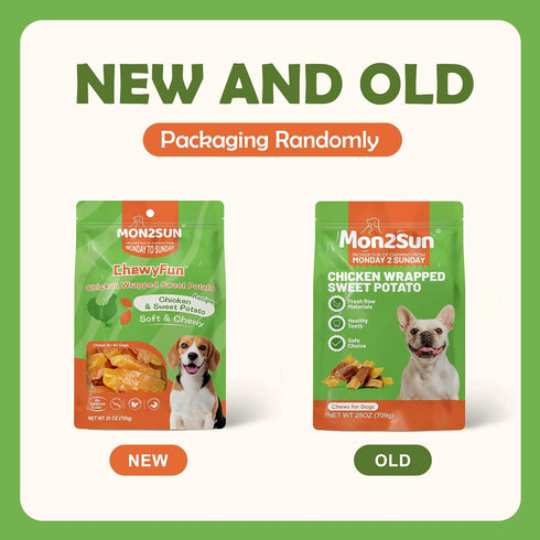 MON2SUN 25 oz Chicken Wrapped Sweet Potato Dog Treats for All Breeds, Rawhide-Free Soft Chews for Training, No