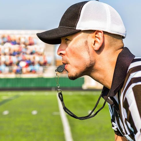 Fya Plastic Whistle with Lanyard, Loud Clear Black Whistles for Coaches, Referees, and Officials