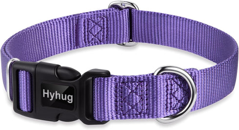 Hyhug Pets Solid Color Classic Regular Soft Nylon Collar for Medium Breeds Dogs, Ultra Violet