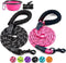 2 Pack Dog Leash 5 FT Thick Durable Nylon Rope with Padded Handle, Reflective Leash for Medium Large Dogs (Black+Pink)