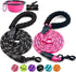 2 Pack Dog Leash 5 FT Thick Durable Nylon Rope with Padded Handle, Reflective Leash for Medium Large Dogs (Black+Pink)