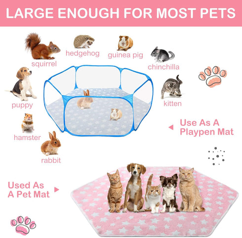 4 47 Preboun Pcs in Guinea Pig Playpen Pad Waterproof Hexagon Mat Reusable Dog Playpen Liner for Small Animal Rabbit