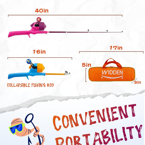 Kids Fishing Pole, Telescopic Fishing Rod, Toddler Collapsible Combo with Tackle Box, Reel, and Lures