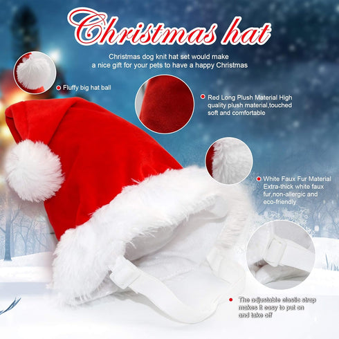 Rypet Dog Santa Hat and Scarf, Christmas Costumes for Large Dogs, Pet Santa Hat and Christmas Scarf