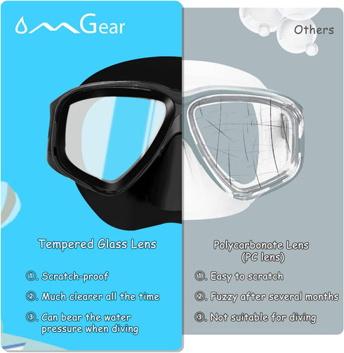 OMGear Swim Mask Dive Goggles - Snorkeling Gear with Nose Cover for Junior Adult Scuba Diving