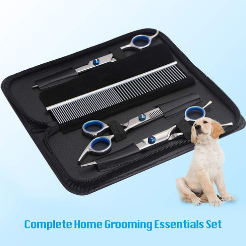 Maxshop Dog Grooming Scissors Kit, Heavy Duty Titanium Stainless Steel with Comb, Straight & Curved Scissors