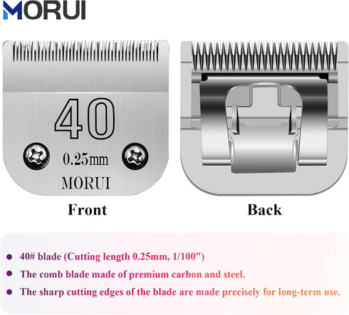 40 Cut Length 1/100" Detachable Pet Dog Clipper Blades, UltraEdge Series, Compatible with Andis and Oster