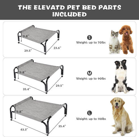 Cooling Elevated Dog Bed, Portable Dog Cot, Washable Mesh, Durable for Indoor and Outdoor Use, Medium, Grey