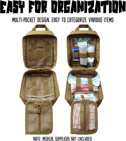 1000D Molle Ifak Pouch Rip Away, Tactical Tear Away Medical Pouch Empty, Military First Aid Pouch Bag Only for Camping