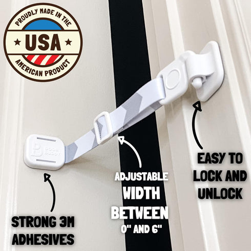 Door Buddy Adjustable Pet Door Latch for Cats - Grey, Dog Proof Litter Box & Feeding Station